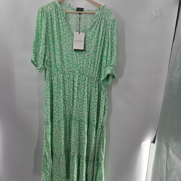 Who Wear What Green White Prairie Floral Cottagecore Tiered Maxi Dress XXL - Picture 1 of 16